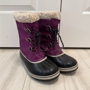 NWT Sorel Youth Yoot Pac Nylon Waterproof Winter Boots - Purple/Black - Size 5